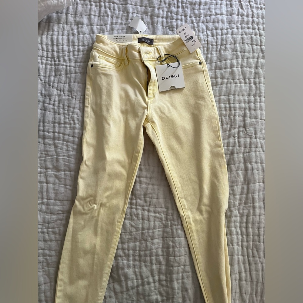 DL1961 Florence cropped mid rise insta sculpt skinny Jean in citrus